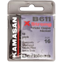 Kamasan B611 X Strong Spade End Wide Gape Barbless Hooks